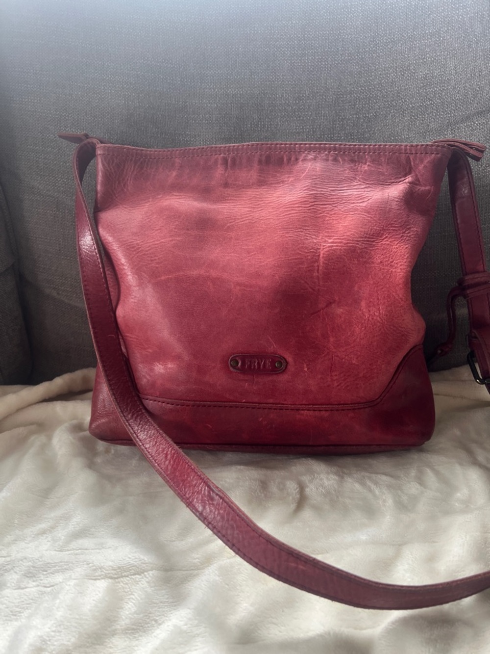 Frye Melissa Burgundy-Red Leather Crossbody Bag